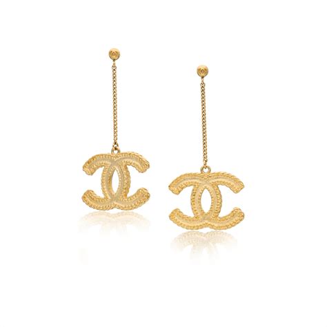 chanel long chain earrings